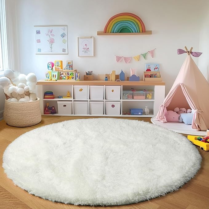 ONASAR Cream White Round Rugs 7ft - Image 4