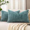 decorUhome Summer Teal Chenille Throw Pillow Covers 12x20 Set of 2 Textured by decorUhome