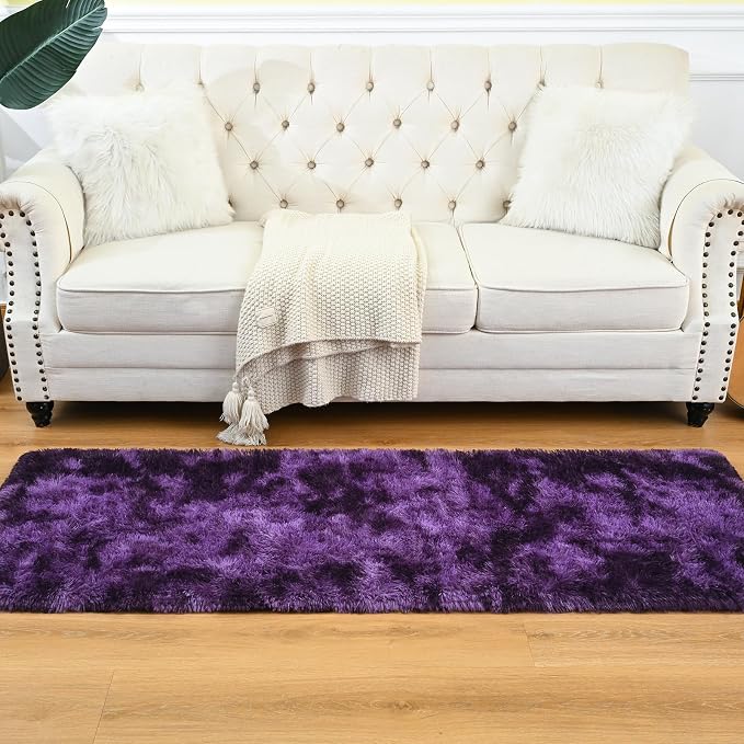 Goideal Fluffy Runner Rug for Bedroom Living Room, 2x6 Purple Bedside Rugs - Image 5