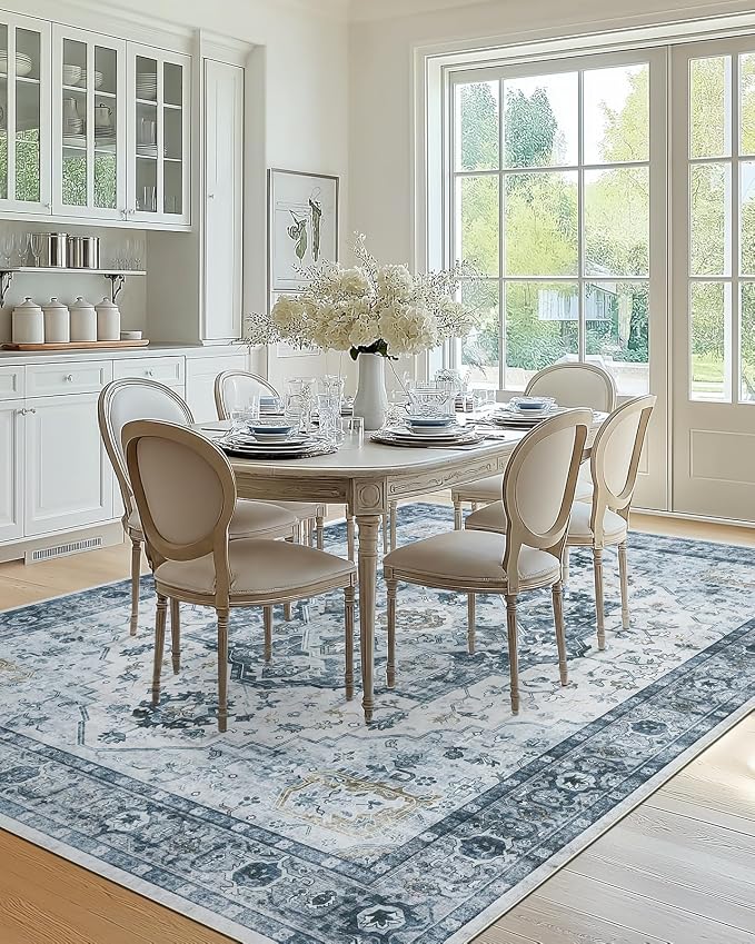 AMADA HOMEFURNISHING 8x10 Area Rug, Washable Low-Profile Large Area Rug - Image 6