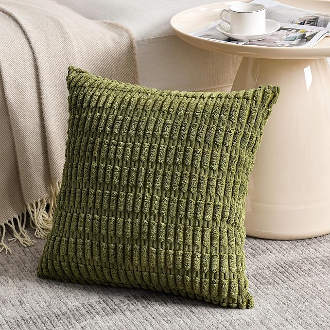 Fancy Homi 4 Packs Boho Moss Green Decorative Throw Pillow Covers 18x18 Inch - Image 2
