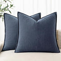 MIULEE Decorative Linen Pillow Covers 18x18 Inch Indigo Blue Boho by MIULEE