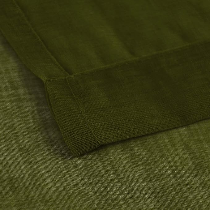 DWCN Olive Green Sheer Curtains Semi Transparent Voile Rod Pocket Curtains - Image 5