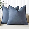 MIULEE Decorative Linen Pillow Covers 18x18 Inch Blue Ashes Boho Farmhouse by MIULEE