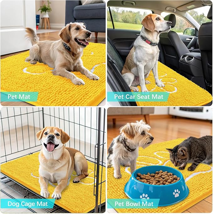 OLANLY Dog Door Mat for Muddy Paws 36x24, Paw Print Design, Absorbs Moisture - Image 7