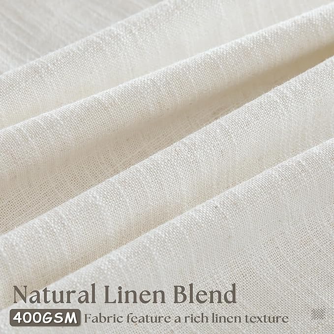 Natural Extra Wide Pinch Pleat Linen Curtains 70x84 Inches Long | 70 Inch Wide - Image 2