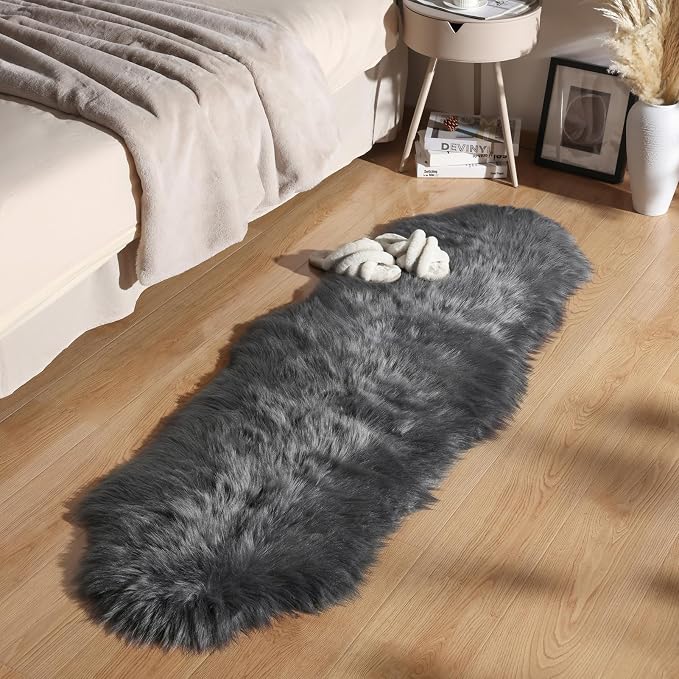Ashler Faux Fur Rug, Fluffy Shaggy Area Rug, Ultra Soft 2 x 6 Feet Sheepskin Fur - Image 3