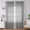 Lecloud Leia Charcoal Grey Sheer Curtains 96 Inches Long 2 Panels, Airy Leaf by Lecloud