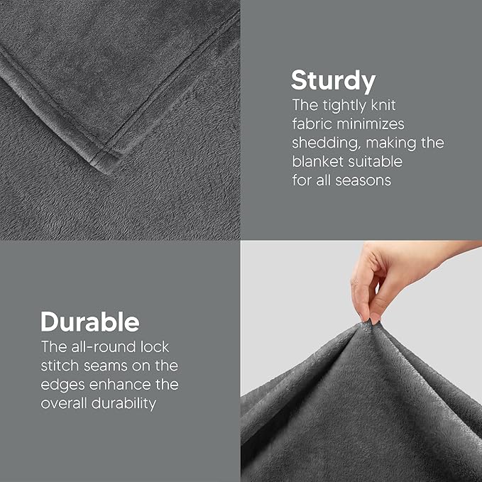 Utopia Bedding Ultra Soft Fleece Bed Blanket Queen Size Grey | Microfiber Plush - Image 5