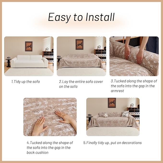MYSKY HOME Couch Covers for 3 Cushion Couch Sofa, Chenille L Shape Sectional - Image 5