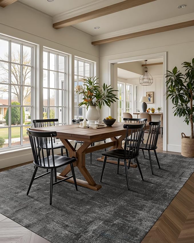 Latte&Fog 6x9 Area Rugs for Living Room Bedroom, Boho Non Slip Low Pile Carpet - Image 5