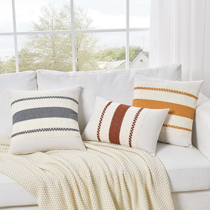 Fancy Homi Set of 1 Rust Boho Long Lumbar Decorative Throw Pillow Cover 12x24 - Image 7
