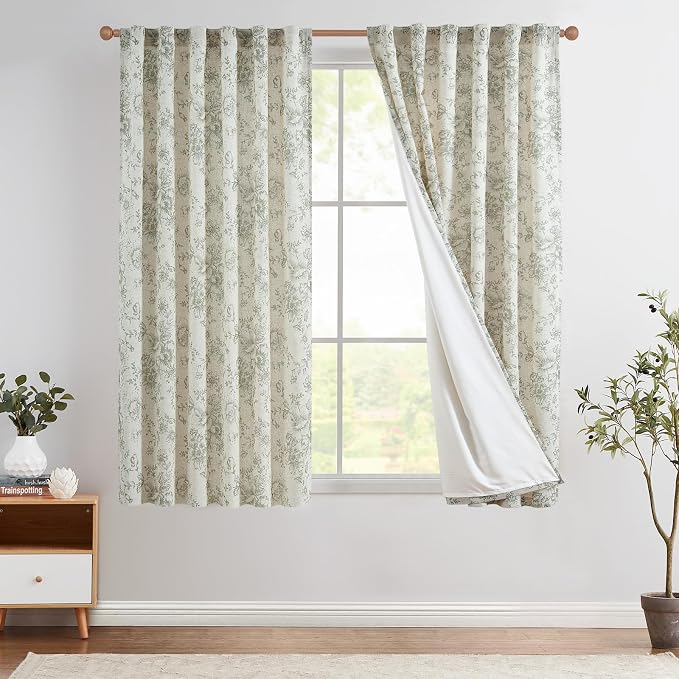 jinchan Linen Blend Floral Curtains by JINCHAN
