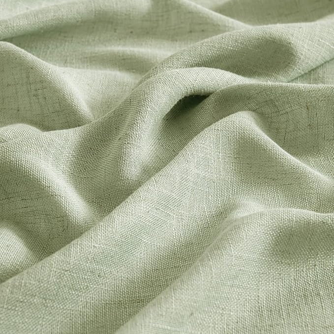 MIULEE Sage Green Linen Curtains 100 Inch Length 2 Panels - Image 4
