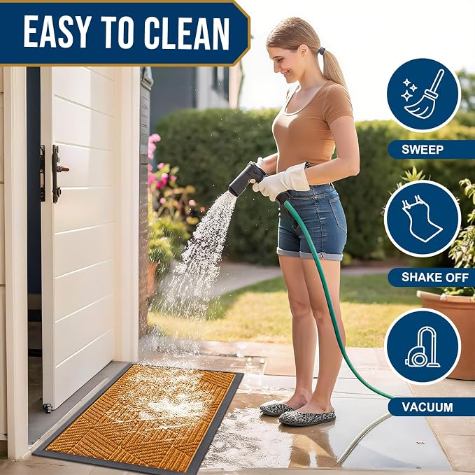 Smiry Front Door Mat Outside Entrance, Heavy Duty Sturdy Natural Rubber Doormat - Image 6