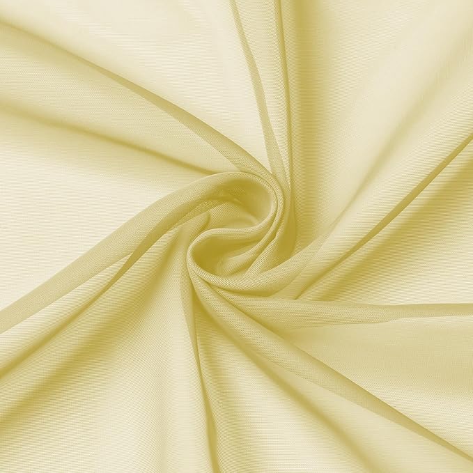 Aiyufeng Yellow Sheer Curtains 63 Inches Long 2 Panels Set, Semi Transparent - Image 5