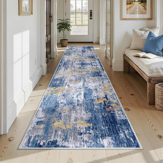 Washable Area Rugs 3x12 Non-Slip Modern Abstract Soft - Image 2
