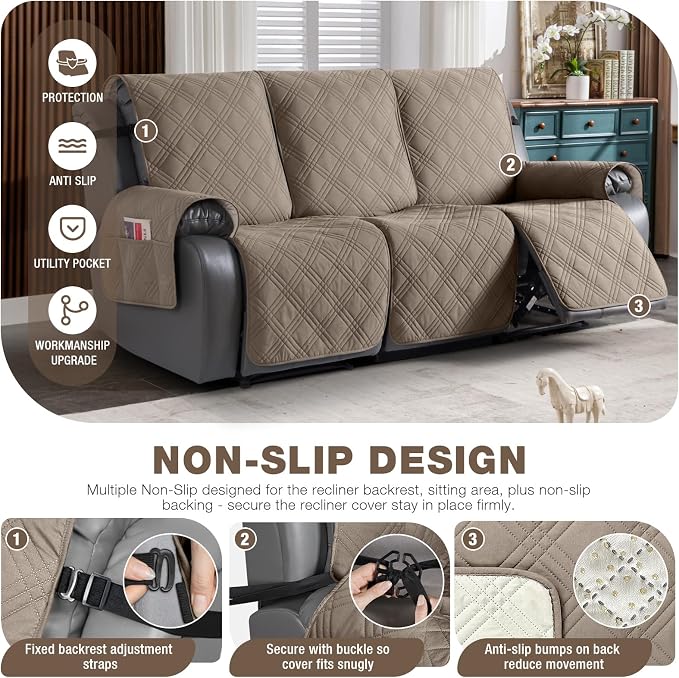 TAOCOCO 100% Waterproof Recliner Sofa Covers, Non Slip Split Couch Covers - Image 5