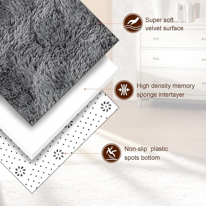 TWINNIS Super Soft Shaggy Rugs Fluffy Carpets, 5x8 Feet, Indoor Modern Plush - Image 2