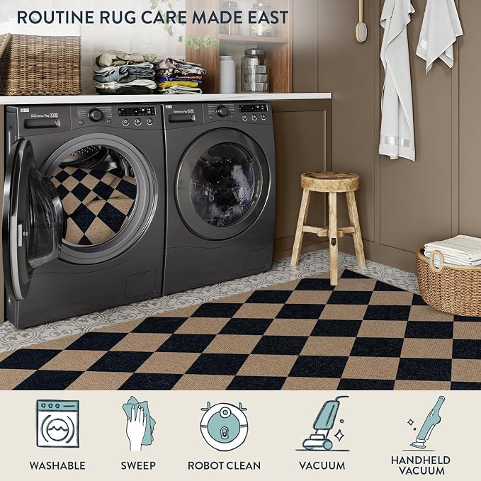 Lahome Colette Checkered Easy Jute Runner Rug, 2x6 Kitchen Mats - Image 6