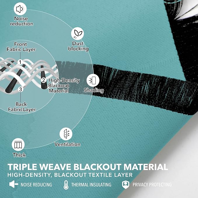 Deconovo Blackout Curtains Back Tab and Rod Pocket Curtains Insulated Thermal - Image 4