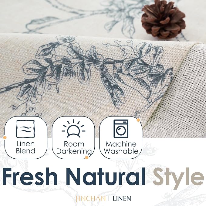 jinchan Floral Curtain Valance for Windows 16 Inch Linen Valance for Kitchen - Image 6
