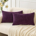 MIULEE Pack of 2 Couch Throw Pillow Covers 12x20 Inch Soft Plum Purple Chenille by MIULEE
