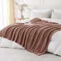 Chocolate Throw Blanket for Couch Sofa 50x70 inches Striped Design | Fleece by Unknown