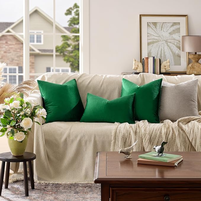 GIGIZAZA Decorative Throw Pillow Covers 16x16, Velvet Sofa Boho Cushion Pillows - Image 2