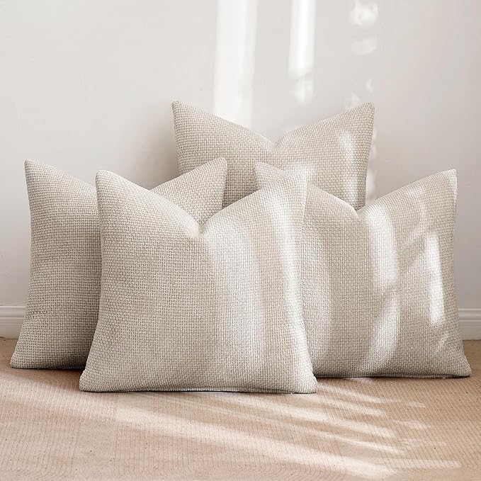 MIULEE Pack of 4 Couch Throw Pillow Covers 16x16 Inch Cream Soft Decorative - Image 3
