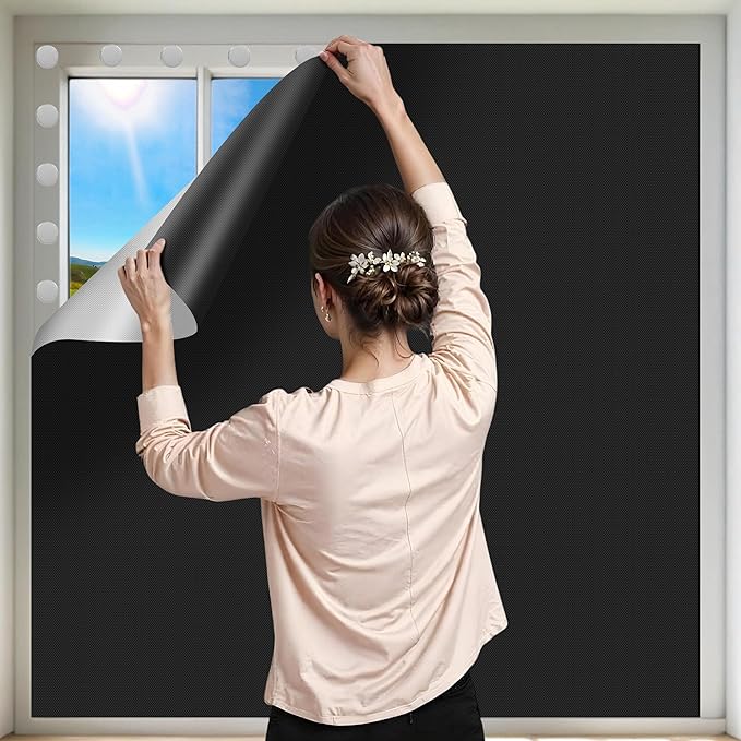 100% Blackout Curtains for Bedroom Portable Window Blinds Cover Adhesive by ZUNGOUMC