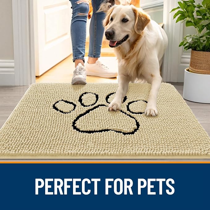 OLANLY Dog Door Mat for Muddy Paws 30x20, Paw Print Design, Absorbs Moisture - Image 6