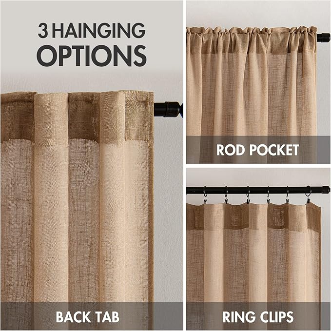 MIULEE Brown Linen Curtains 84 Inch Length - Image 3