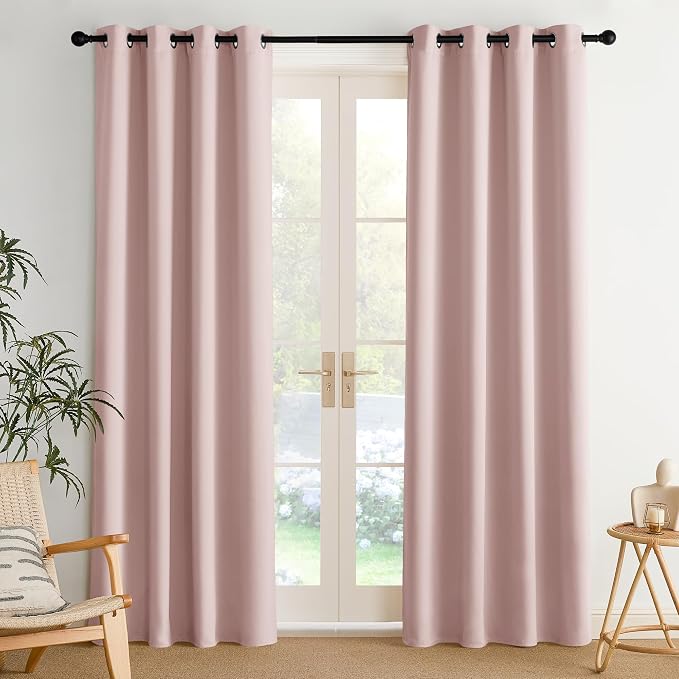 NICETOWN Room Darkening Draperies Curtains Panels, 2 Panels Blush Pink W52 x L84 by NICETOWN
