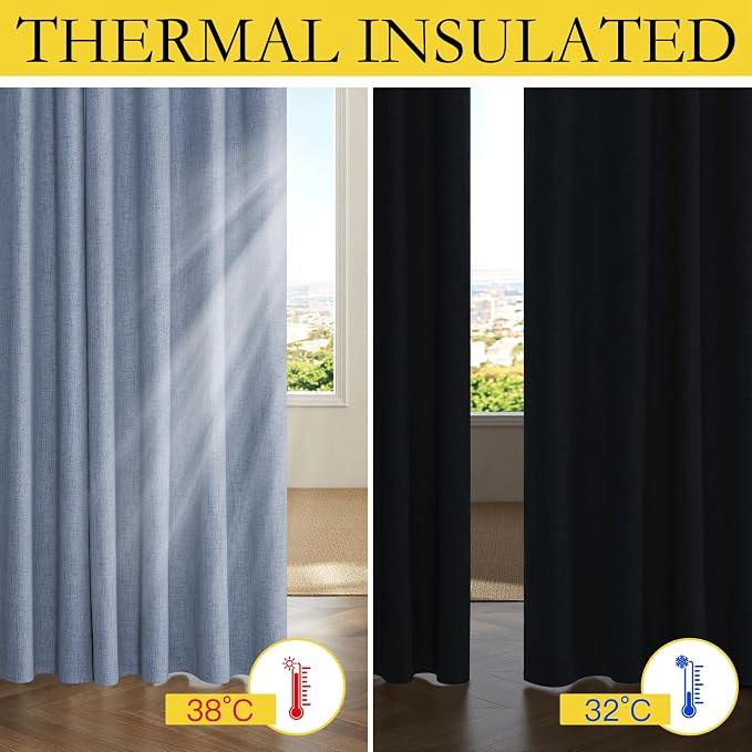 NICETOWN 100% Blackout Linen Curtains - Image 5