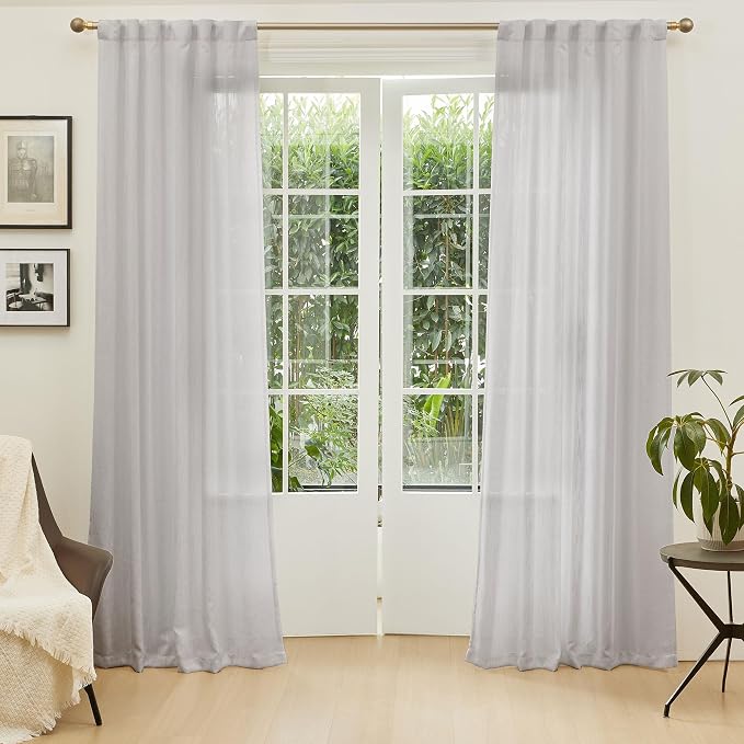 MYSKY HOME Grey Curtains 84 Inch Length, Living Room Curtains & Drapes Boho - Image 2