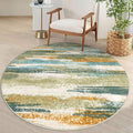 Lansny Modern Abstract Round Rug 5Ft, Soft Circular Dining Room Rug Thin Print by lansny