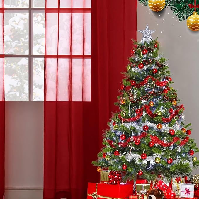 SpaceDresser Sheer Voile Window Treatment Rod Pocket Curtain Panels - Image 2