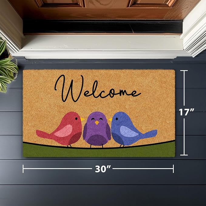 Barnyard Designs Natural Coco Coir Spring Birds Doormat - Image 3