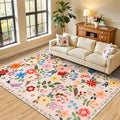 Area Rug Living Room Rugs: Floral 4x6 Washable Rug Vintage Soft Boho Non-Slip by PLHXFRSoftAreaRugs