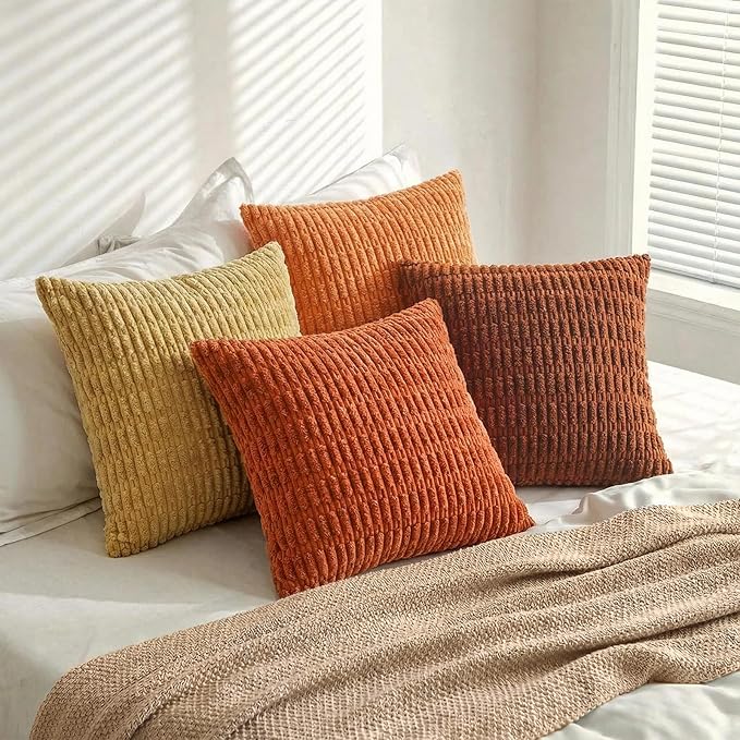 Fancy Homi Set of 4 Burnt Orange Fall Boho Decorative Throw Pillow Covers 22x22 - Image 7