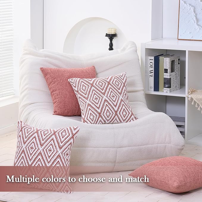 HPUK Decorative Throw Pillow Covers Set of 4 Geometric Design Linen Cushion - Image 6