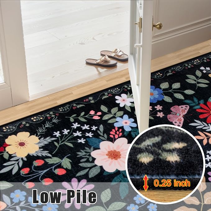 10x12 Area Rugs for Living Room: Floral Washable Rug Vintage Large Soft Boho - Image 8