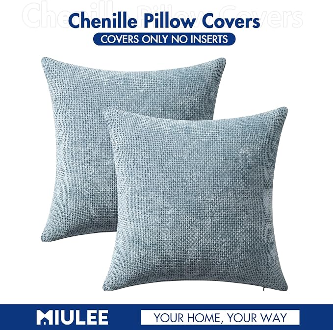 MIULEE Pack of 2 Couch Throw Pillow Covers 20x20 Inch Coastal Smoke Blue Modern - Image 7