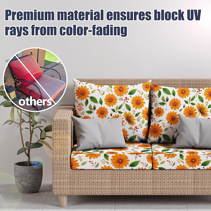 8Pcs Stretch Patio Cushion Covers, Outdoor Couch & Sofa Replacement Slipcovers - Image 3