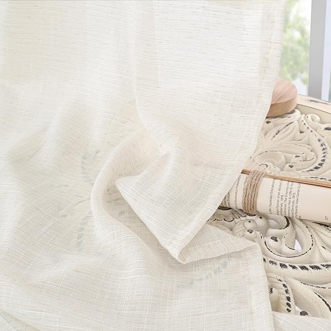 BGment Short Semi Sheer Linen Curtains 30 Inch Length - Image 8