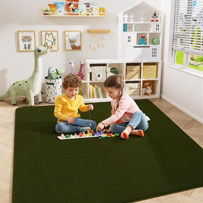Amearea 4x4 Square Area Rugs for Bedroom Living Room, Olive Green Thickened - Image 6