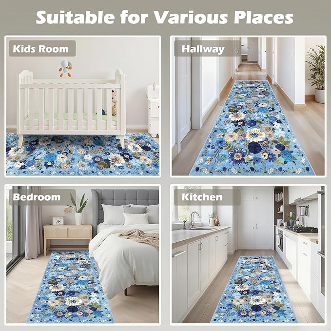 Rug for Hallways Kitchen Rug 2x8, Non Slip Washable Rugs - Image 3