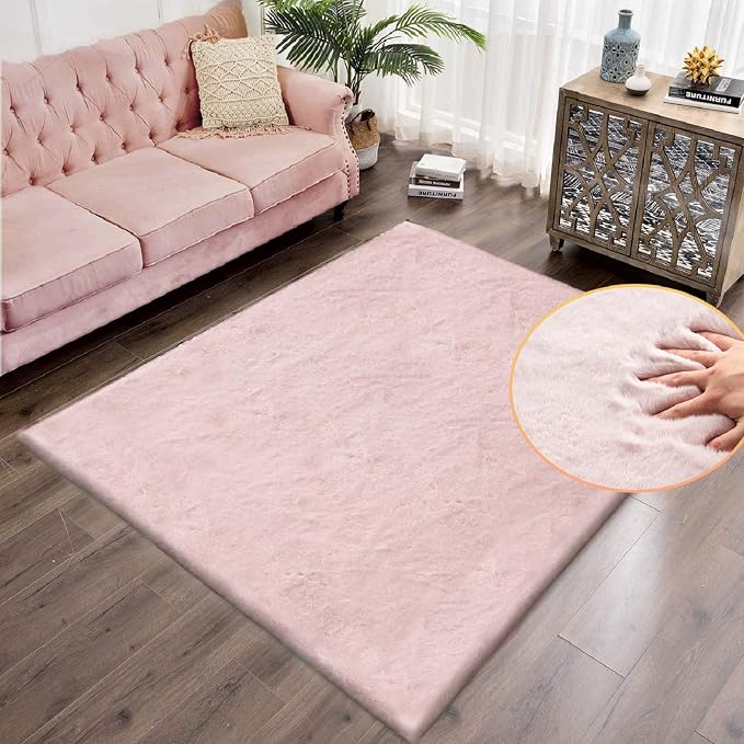 ORINOVA Pink Washable Fluffy 5x8 Area Rugs by ORINOVA