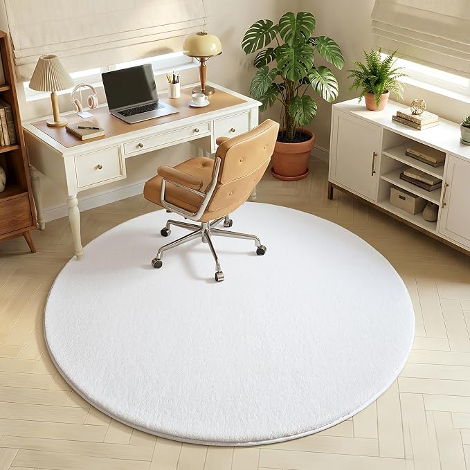 Amearea White Round Area Rugs 5ft Washable Circle Rugs - Image 7